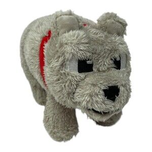 Minecraft Movie Plush Toy Wolf Grey Red Collar Mojang Stuffed Animal
